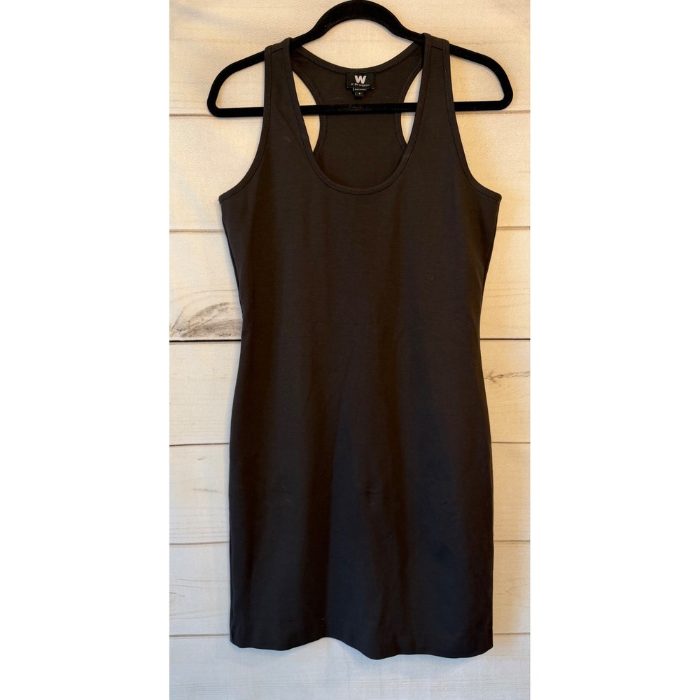 W by Worth Black Racerback Sheath Dress Womens 6 Ponte Knit Sleeveless LBD